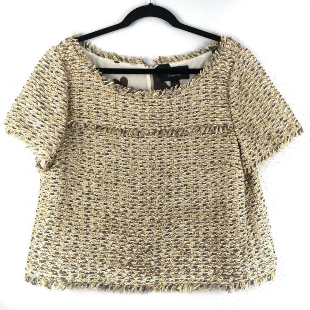 St. John couture top NWOT XL . Gold tweed‌‌‌‌‌‌‌‌‌‌‌‌‌‌‌